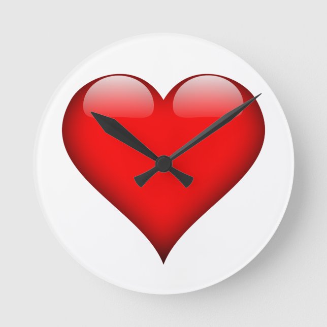 Reloj Redondo Mediano Amor del corazón rojo (Anverso)
