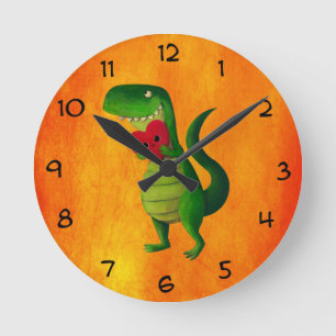 Reloj Redondo Mediano Amor del dinosaurio de RAWR
