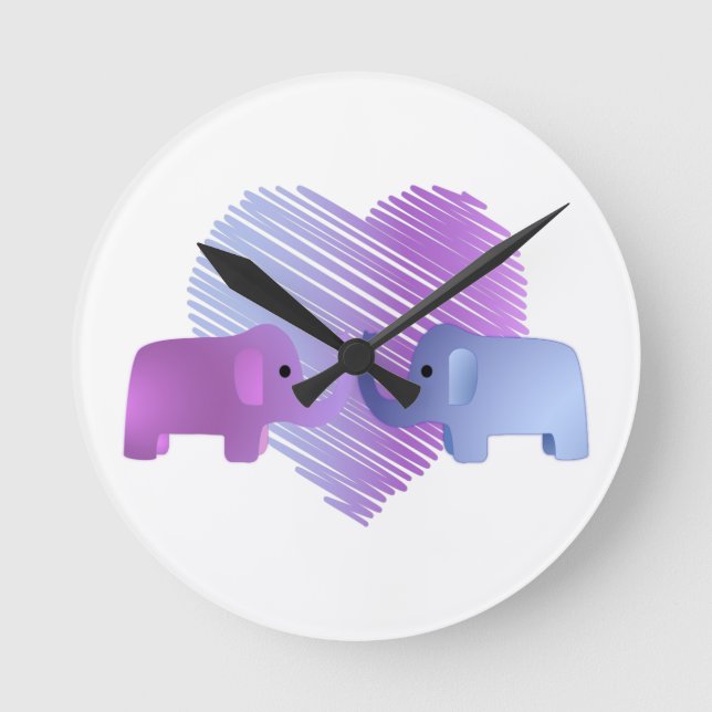 Reloj Redondo Mediano Amor del elefante (Anverso)