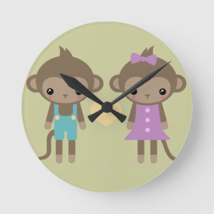 Reloj Redondo Mediano Amor del mono del calcetín