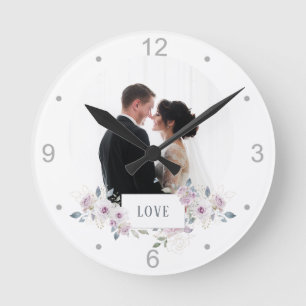 Reloj Redondo Mediano Amor  Foto Embellecida Floral