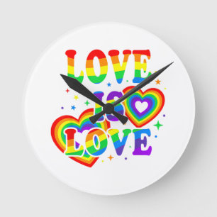 Reloj Redondo Mediano Amor LGBTQ es Amor Orgullo Gay Bandera de Arcoíris