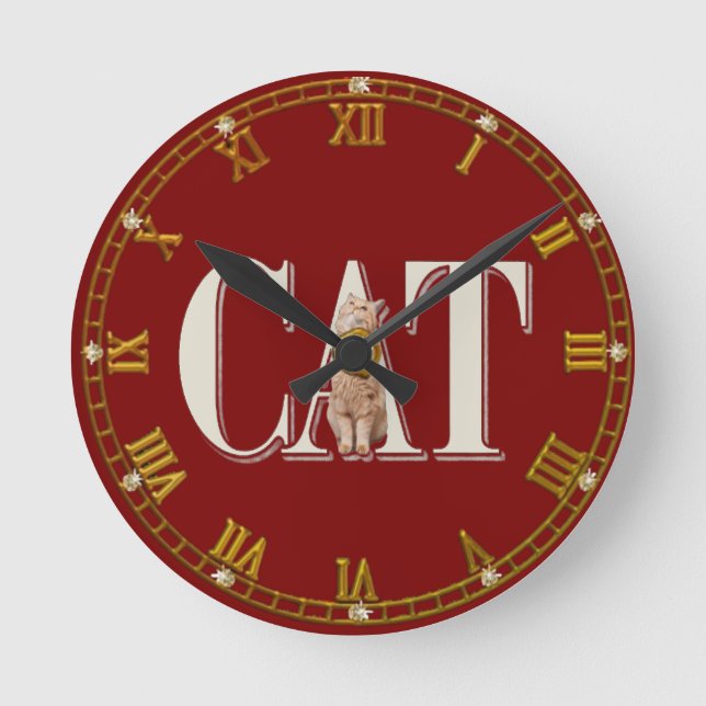 Reloj Redondo Mediano Amor real de gato (Anverso)