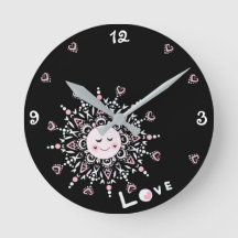 Amor Sun Black Acrylon Wall Clock