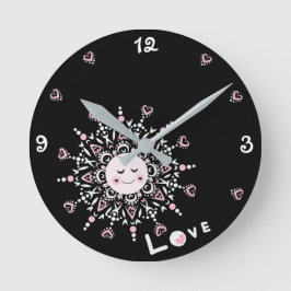 Reloj Redondo Mediano Amor Sun Black Acrylon Wall Clock