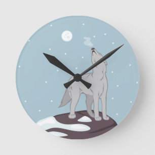 Reloj Redondo Mediano Amortiguando al lobo ártico