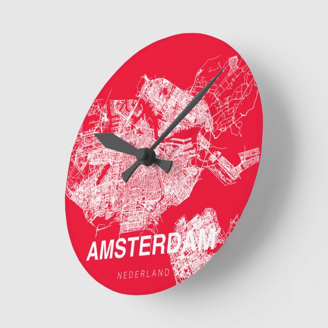 Reloj Redondo Mediano Amsterdam map (Ángulo)