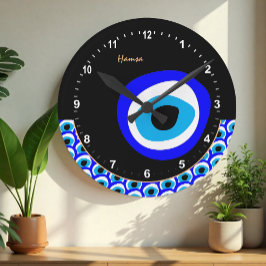 Reloj Redondo Mediano Amulet de ojos de talismán y malvado, turco / árab