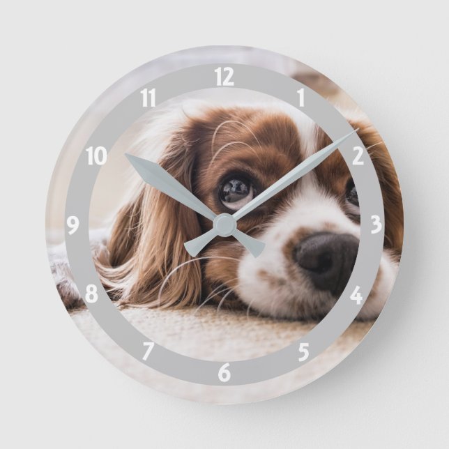 Reloj Redondo Mediano Añadir la foto de su Mascota personalizada (Anverso)