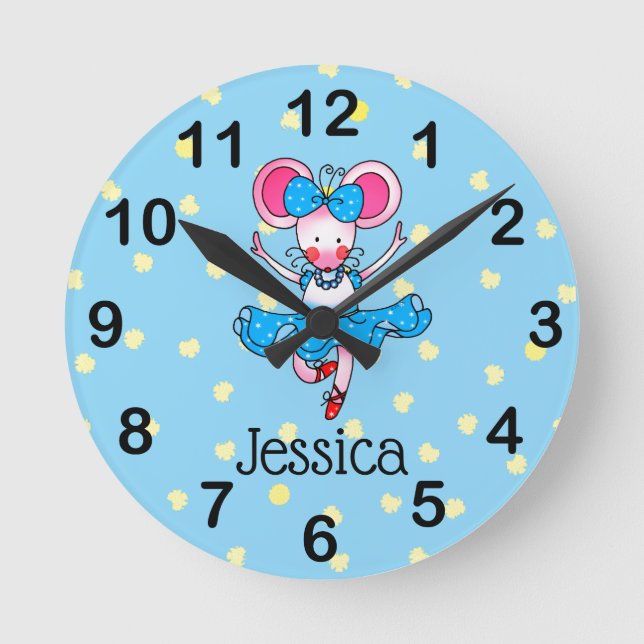 Reloj Redondo Mediano añadir nombre - chica de bailarina lindo (Anverso)