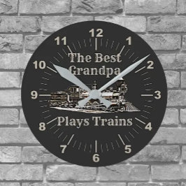 Reloj Redondo Mediano Añadir nombre juega el abuelo del tren de vapor