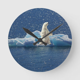 Reloj Redondo Mediano Añadir SLOGAN para salvar el hielo polar del plane