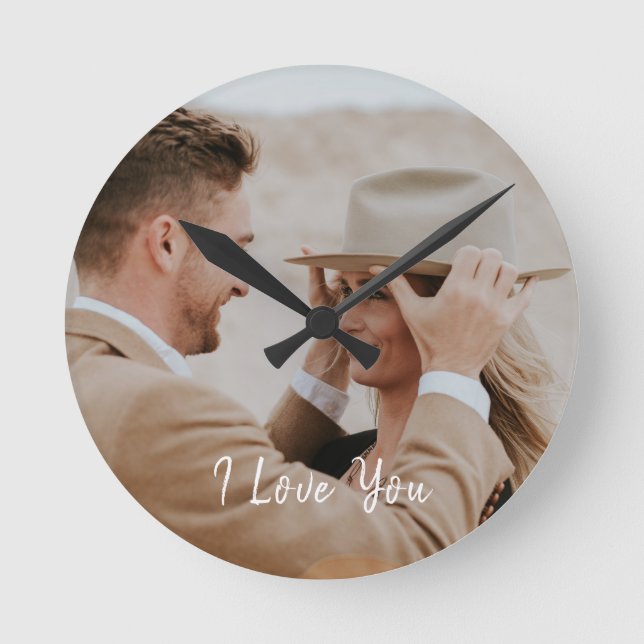 Reloj Redondo Mediano Añadir su propia foto Personalizado (Anverso)
