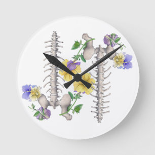 Reloj Redondo Mediano Anatomía floral - Vértebras, hueso de la cadera