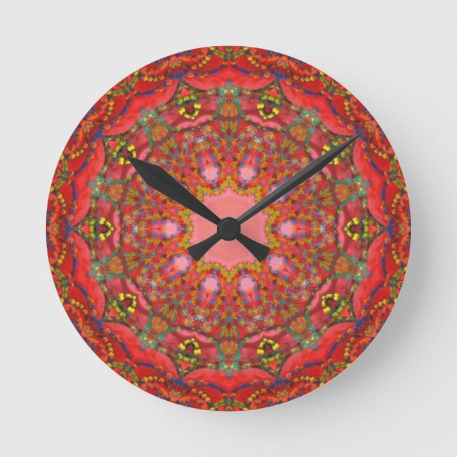 Reloj Redondo Mediano Anca Sofía: Fractales/mandala, arte digital (Anverso)