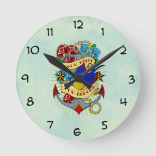 Reloj Redondo Mediano Ancla, trago y rosas