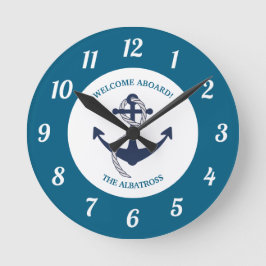 Reloj Redondo Mediano Anclaje de barca del patrón náutico del personaliz