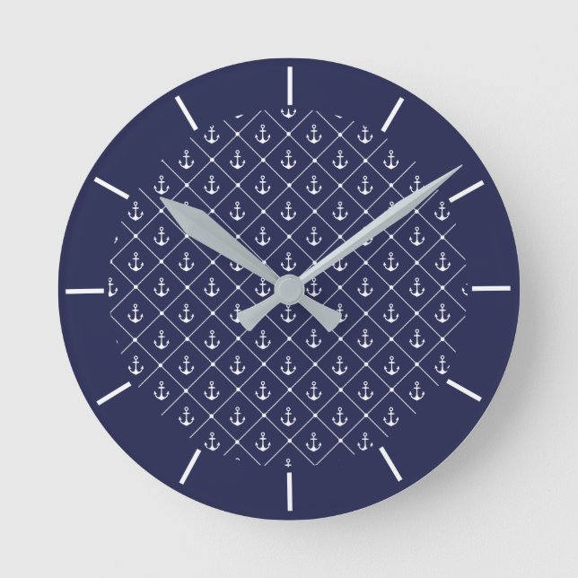 Reloj Redondo Mediano Anclas náuticas de Hamptons Beach and Lake House (Anverso)