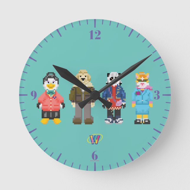 Reloj Redondo Mediano Anfitriones del pixel de Webkinz (Anverso)
