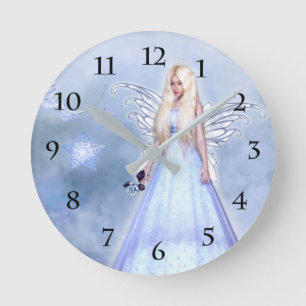Reloj Redondo Mediano Ángel femenino en azul