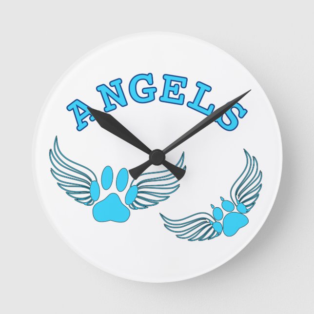 Reloj Redondo Mediano Angel Pet Paws In Blue (Anverso)