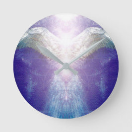 Reloj Redondo Mediano Ángel violeta de plata