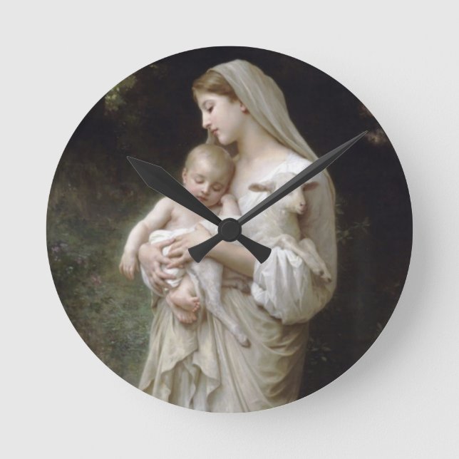 Reloj Redondo Mediano Ángel y bebé Jesús (Anverso)
