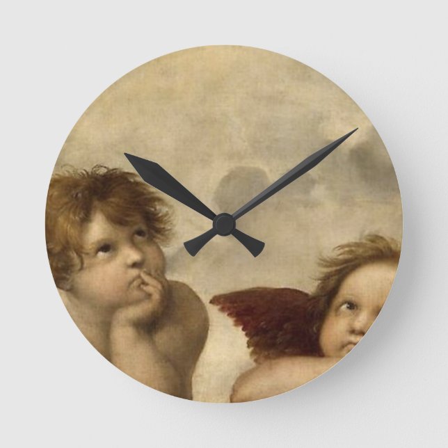Reloj Redondo Mediano Angels Cherubs Raphael Santi Sistine Madonna Sweet (Anverso)