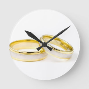 Reloj Redondo Mediano Anillos de bodas del amor del novio de la novia