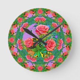 Reloj Redondo Mediano Anillos rosas