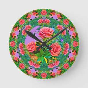 Reloj Redondo Mediano Anillos rosas