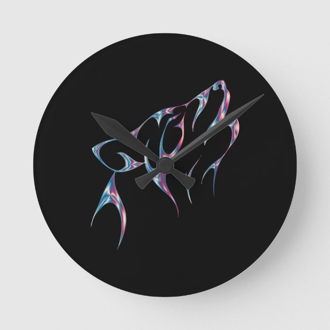 Reloj Redondo Mediano Animal de espíritu de lobo irlandés (Anverso)