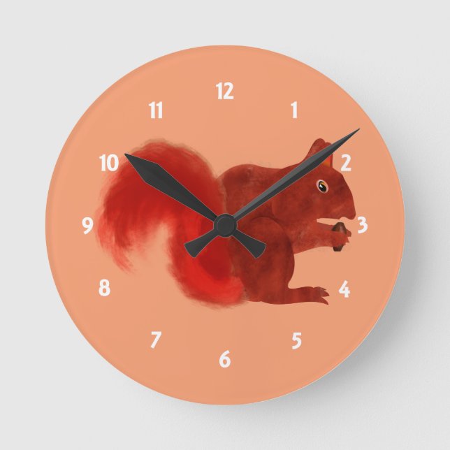 Reloj Redondo Mediano Animal de Red Squirrel (Anverso)