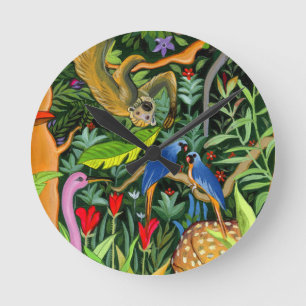 Reloj Redondo Mediano Animales caprichosos del bosque arte