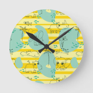 Reloj Redondo Mediano Animales con agua