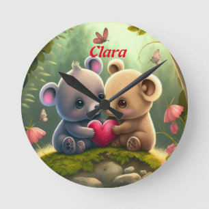 Reloj Redondo Mediano Animales cortos enamorados