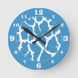 Reloj Redondo Mediano Animales de jirafa azul/blanco numerados