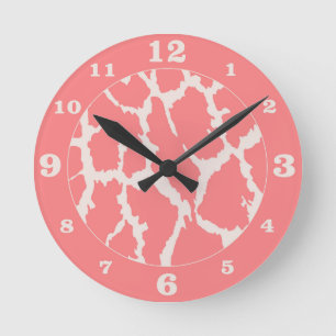 Reloj Redondo Mediano Animales de jirafa de coral numerados
