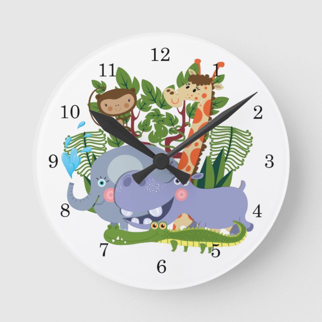 Reloj Redondo Mediano Animales de Safari Cute (Anverso)
