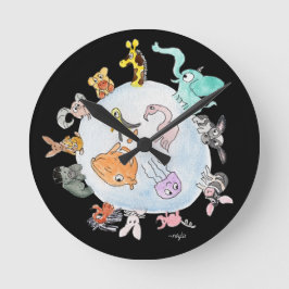Reloj Redondo Mediano Animales del Mundo