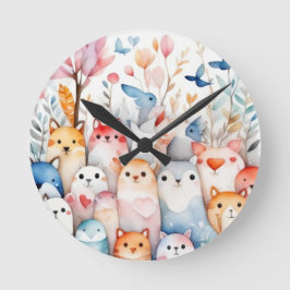 Reloj Redondo Mediano Animales florales y bonitos diseños