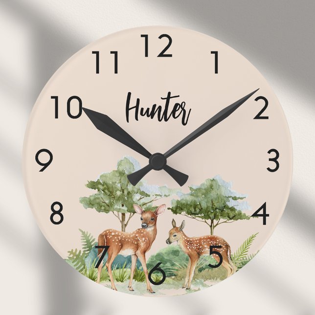 Reloj Redondo Mediano Animales forestales de bosques de venado beige viv (Subido por el creador)