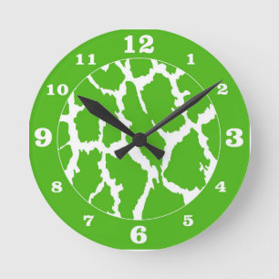Reloj Redondo Mediano Animales Lime Green Giraffe Imprimir Numerados
