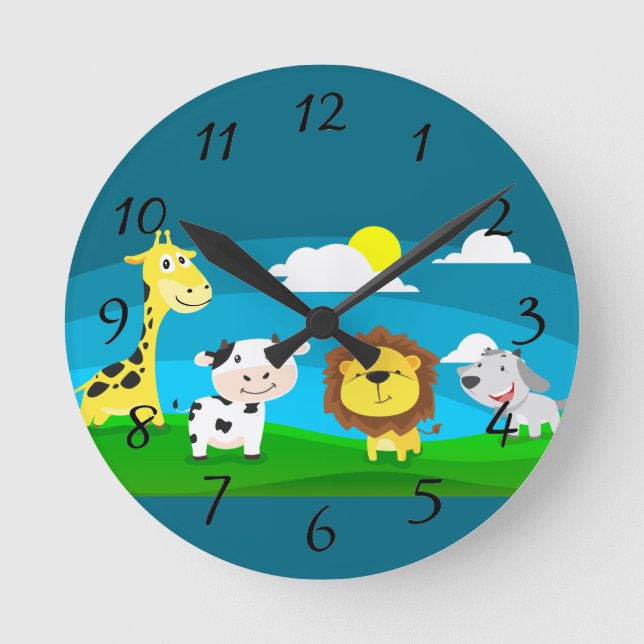 Reloj Redondo Mediano animales personalizados        (Anverso)