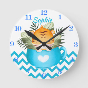 Reloj Redondo Mediano Animales Safari personalizados en una copa