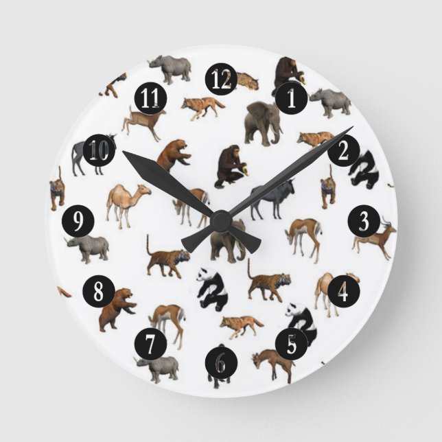 Reloj Redondo Mediano Animales salvajes (Anverso)