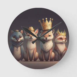 Reloj Redondo Mediano Animales salvajes con coronas