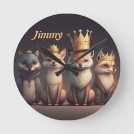 Reloj Redondo Mediano Animales salvajes con coronas