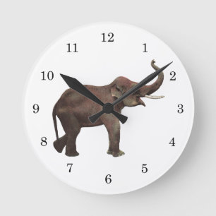 Reloj Redondo Mediano Animales salvajes del vintage, elefantes asiático