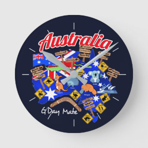 Reloj Redondo Mediano Animales y ubicaciones de Australia